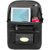 Car Backseat Organizer with Tablet Holder，9 Storage Pockets PU Leather Car Storage Organizer with Foldable Table Tray Car Seat Back Protectors Kick Mats Travel Accessories