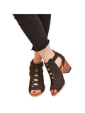Women's Fashion Peep Toe Sandals Wear-Resisting Hollow Buckles Summer Shoes