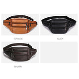 Unisex Cowhide Leather Fanny Pack Waist Bag Belt Pouch Travel Purse Multi-Pocket