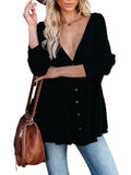 Women's Solid Casual Long Sleeve Ruched Cardigan Coat Outwear Jacket Open Front