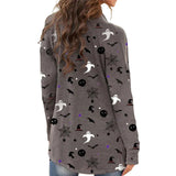 Women Halloween Print Long Sleeve Cardigan Coat Outwear Jacket Jumper Open Front
