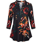 Women Plaid Printed Casual Shirt Blouse Tops Stand Collar Pullover Tunic Zipper