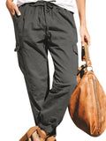Women Plus Size Casual Cargo Pants Sports Jogging Trousers Elastic Waist Slacks