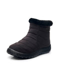 Womens Solid Color Round Toe Slip On Ankle Boots Warm Lightweight High Top Shoes