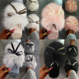 Women's Fluffy Slippers Closed Toe Warm Indoor House Mules Slipper Cozy Shoes