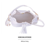 Womens Mini Bucket Bag Leather Drawstring Purse Tassel Crossbody Shoulder Bag