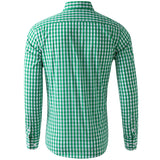 Men Casual Cotton Plaid Printed Long Sleeve Shirt Lapel Tops Blouse Button-Down