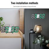 3D Digital Wall Clock LED Desk Alarm Clock Timer Snooze 12/24 Hour Display Digital Clock Night Wall Clock with Temperature Display, USB Charge