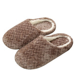 Unisex Plush Home Slippers Indoor Winter Warm Slip On Flat Shoes Anti-Slip