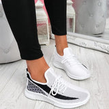 Womens Mesh Knit Trainers Lace-Up Athletic Sprot Sneakers Ladies Party Shoes