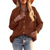 Women Long Sleeves Corduroy Button Cardigan Casual Loose Blouses Shirt Tops