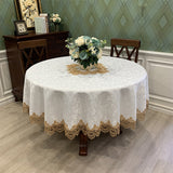 European Style Floral Round Tablecloth Elegant Table Cloth Cover Wedding Decor