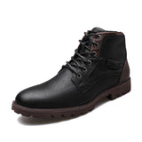 Men Plus Size Retro Style Lace Up Boots High Top Side Zipper Fall Winter Boots