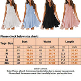 Women's Summer Chiffon Skirt Sleeveless Knee Length V Neck Dress Elastic Waist
