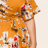 Womens Sexy Floral Printed Short Sleeves Tops T-Shirt Blouses Pullover Oversized