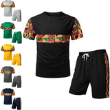 Men's Short Sleeve Shirt Shorts Set Two-piece Summer Fitness Suit Loungewear