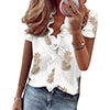 Women Ruffle Blouse Shirts Short Sleeve V-Neck Shirt Basic Summer Fashion Tops