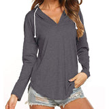 Women's Hoodies Long Sleeve T-Shirt Loose Hooded Tops Blouse Pullover Drawstring