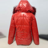 Women Winter Warm Jacket Hooded Faux Fur Collar Thick Side Pockets Comfy Coat