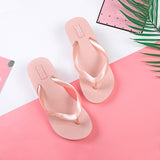 Women's Beach Wedge Flip Flops Slippers Solid Color Open Toe Breathable Shoes