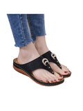 Women Open Toe Slippers Beach Sandals Flip Flops Thong Mules Wedge Casual Shoes