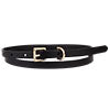 Women Ladies Skinny Pin Buckle Belt Genuine Leather Adjustable Dress Waistband