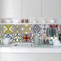 24Pcs Floral Mosaic Tile Stickers Self Adhesive Home Wall Decor Transfers Decal