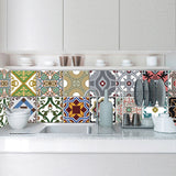 24Pcs Floral Mosaic Tile Stickers Self Adhesive Home Wall Decor Transfers Decal