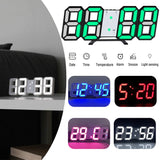 Modern LED Digital Clock 3D LED Night Light Digital Wall Clock Desk Alarm Clock Wake Up Digital Clock with Temperature Display, Snooze