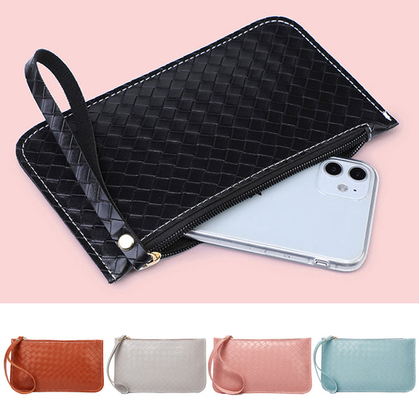 Women PU Leather Wristband Wallet Clutch Bag Phone Holder Zip Coin Purse Handbag