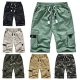Men Casual Cargo Short Pants Hiking Elastic Waist Drawstring Pants Plus Size
