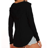 Women's Hoodies Long Sleeve T-Shirt Loose Hooded Tops Blouse Pullover Drawstring
