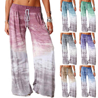 Women Casual Loose Gradient Printed Wide Leg Trouser Yoga Sport Pants Drawstring