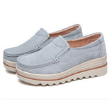 Women Suede Loafers Moccasins Pumps Slip On Wedge Casual Shoes Height Increase
