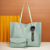 Women PU Leather Tote Shoulder Bag Handbag Satchel Purse With Clutch Bag Pom Pom