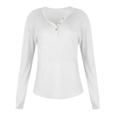 Women's Front Button Long Crochet Pockets Sleeve Lightweight Rib Tee Shirt Top