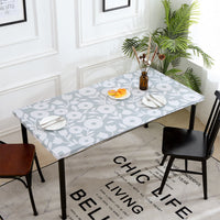 Elastic Fitted Rectangle Tablecloth Polyester Printed Table Cover Dust-Proof Washable Dining Tablecloth for Banquet, Wedding, Party