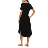 Women's Short Sleeve Pockets Pajamas Sleep Dress Nightgown Sleepwear Nightshirt