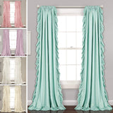 Ruffle Rod Pocket Curtain Thermal Insulated Semi Blackout Window Curtain Panels for Living Room Kids Bedroom Decor, Single Panel