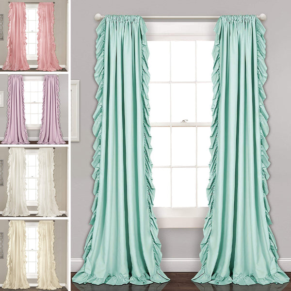 Ruffle Rod Pocket Curtain Thermal Insulated Semi Blackout Window Curtain Panels for Living Room Kids Bedroom Decor, Single Panel