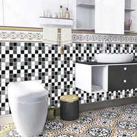 24Pcs Floral Mosaic Tile Stickers Self Adhesive Home Wall Decor Transfers Decal