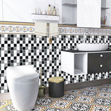 24Pcs Floral Mosaic Tile Stickers Self Adhesive Home Wall Decor Transfers Decal