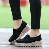 Women Suede Loafers Moccasins Pumps Slip On Wedge Casual Shoes Height Increase