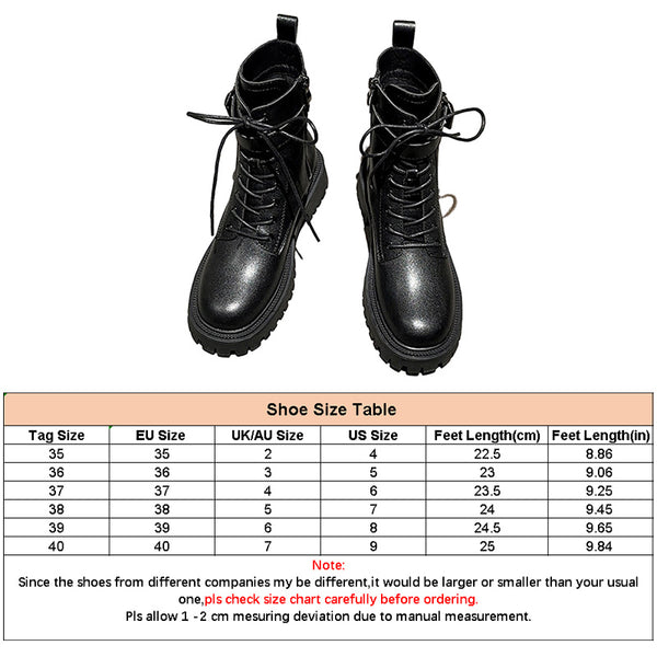 Women's Lace Up&Zip Combat Ankle Boot