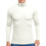 Men's Solid Color High Collar Knitted Sweater Jumper Casual Pullover Tops Blouse