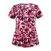 Women's Floral Printed V-Neck Tops Short Sleeve Pockets Casual T-Shirt Blouse