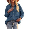 Women Long Sleeves Corduroy Button Cardigan Casual Loose Blouses Shirt Tops