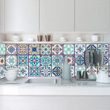 24Pcs Floral Mosaic Tile Stickers Self Adhesive Home Wall Decor Transfers Decal