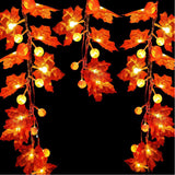 Halloween Decor Pumpkin LED String Light Fall Maple Leaf Fairy String Light Garden Twinkle Lights for Thanksgiving Christmas Birthday Gift