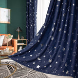 Fashion Curtain 6 Colors Moon Star Blackout Curtains Eyelet Grommet Top Darkening Blockout Curtain For Kids Boy Girl Room